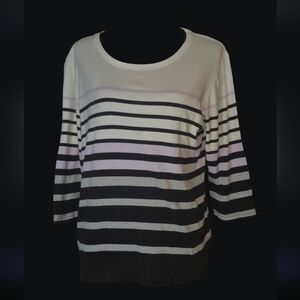 XL Soft Lilac & Black Striped Knit Top | Cozy Eclectic Grandpa & Coquette Sweate